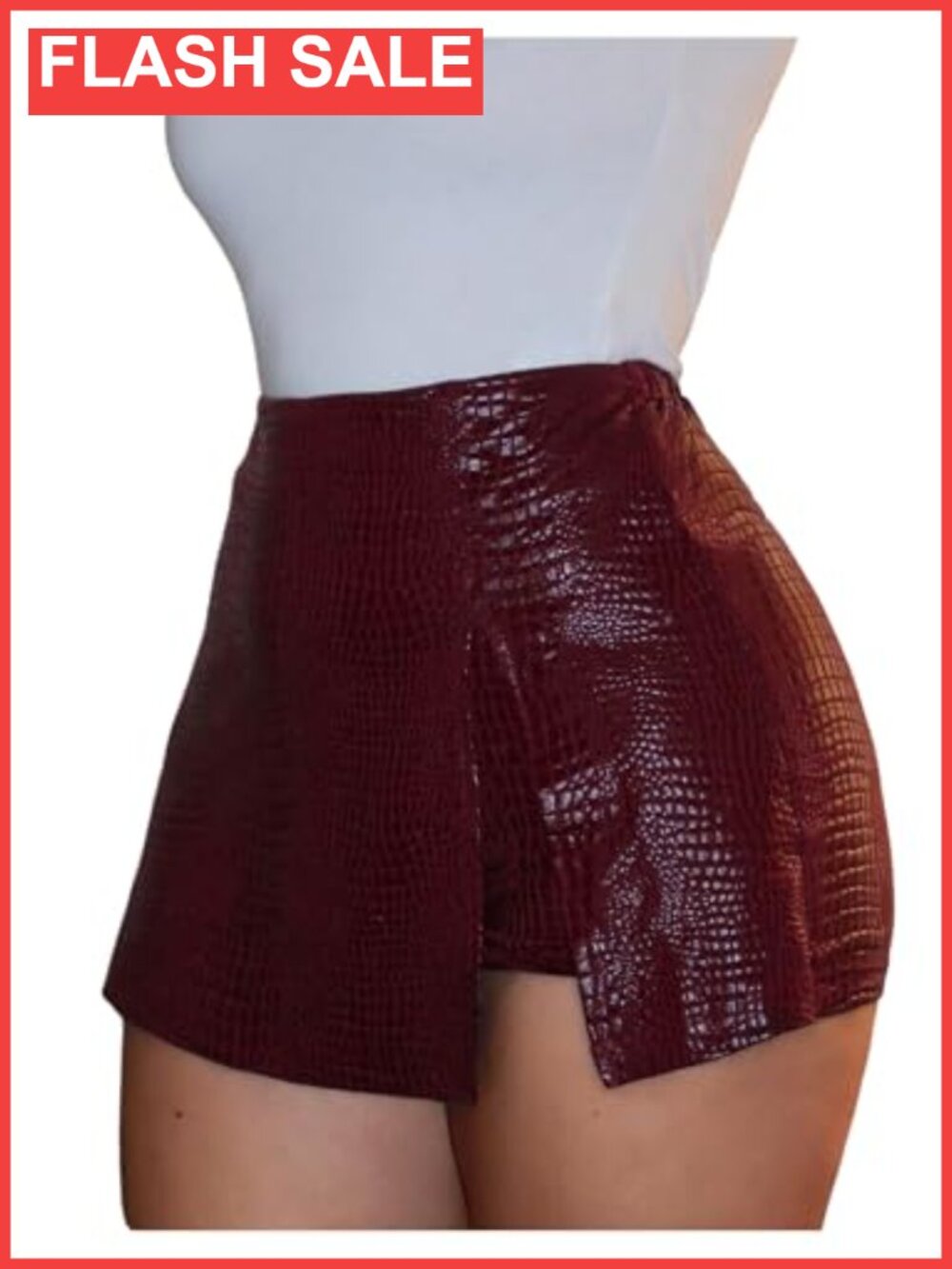 PU Leather High Waisted Asymmetrical Mini Skort